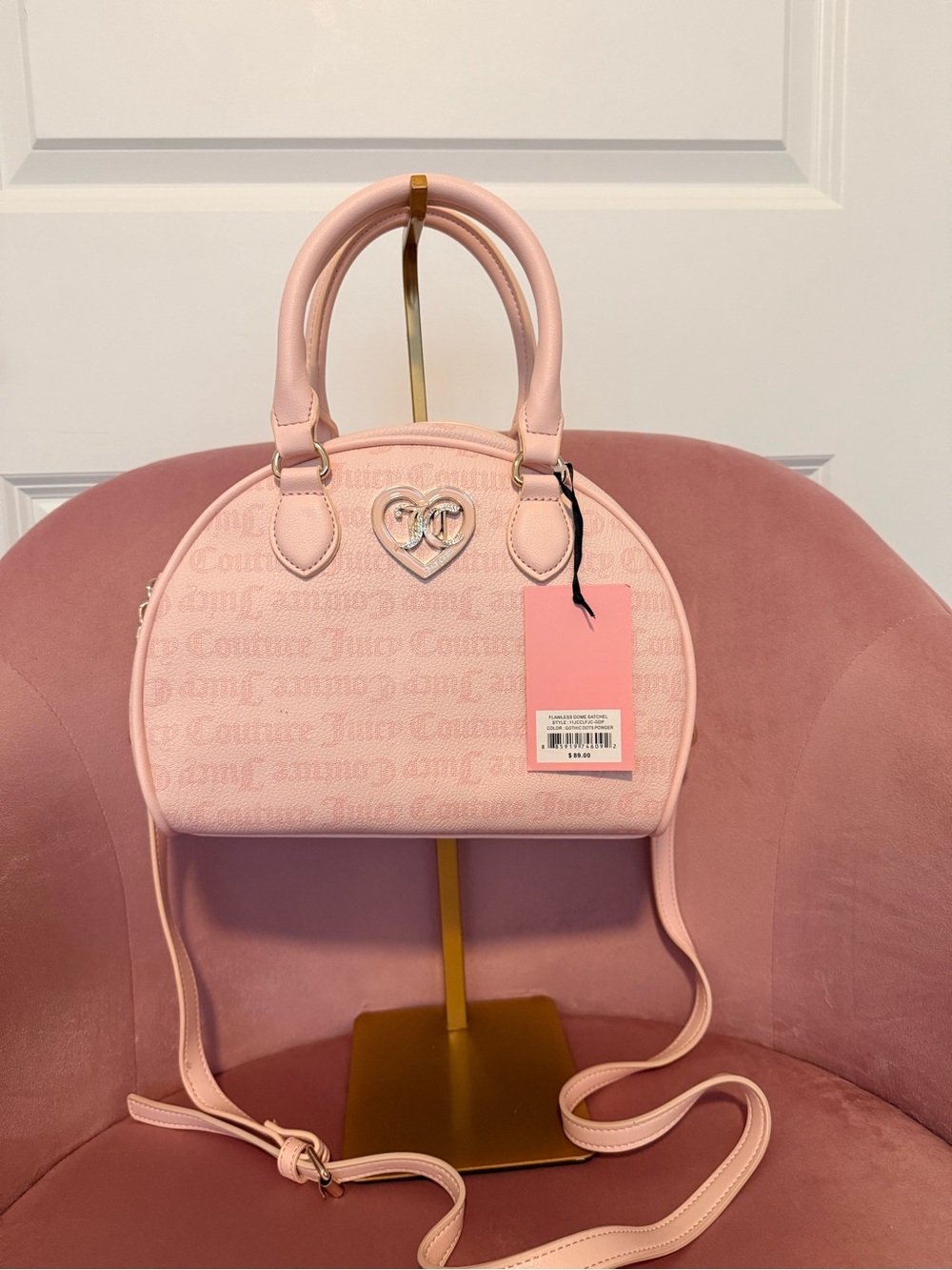 Juicy Couture Pink Heart Emblem Dome Crossbody Bag